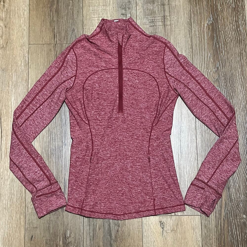 Lululemon Run Briskly 1/2 Zip Pullover Long Sleeve 4 Heather Red Sport Athletic